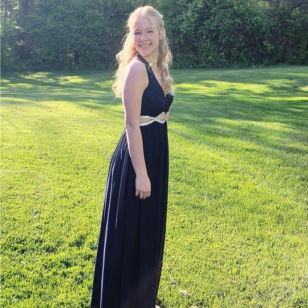 cute prom dress, fit nicely, navy blue